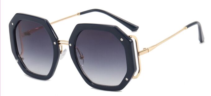 Женские круглые солнцезащитные очки, темно-синяя оправа + чехол