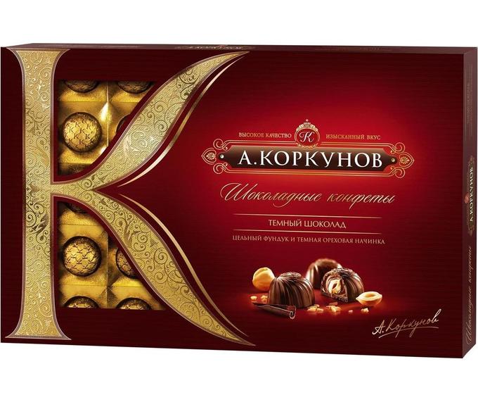 Mars Коркунов конфеты Темный шоколад с цельным пьемонтским лесным орехом, 192 г