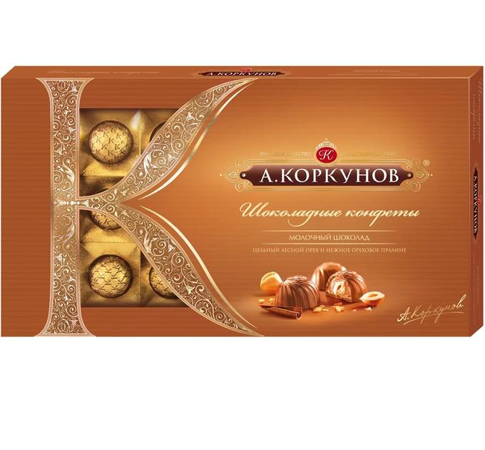 Mars Коркунов конфеты Молочный шоколад с цельным пьемонтским лесным орехом, 192 г