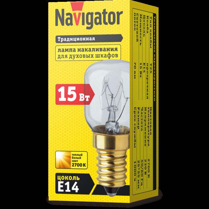 ЛАМПА Navigator 61 207 NI-T25-15-230-E14-CL (для духовых шкафов) (10/200/1000)