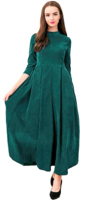 Длинное платье с рукавами средней длины Цвет: ЗЕЛЕНЫЙ