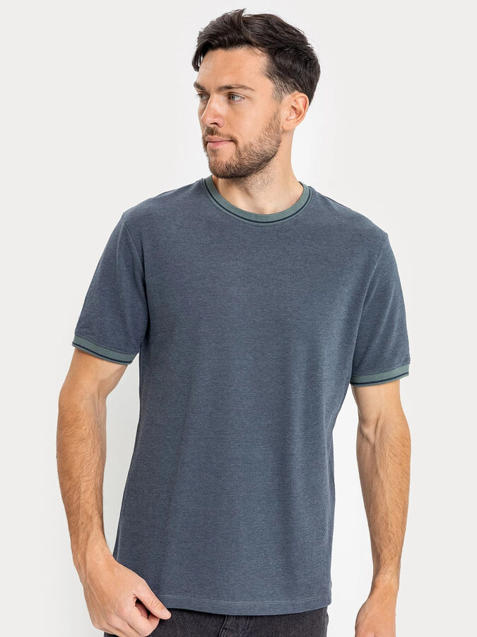 Mark Formelle Хлопковая футболка серая с цветными манжетами