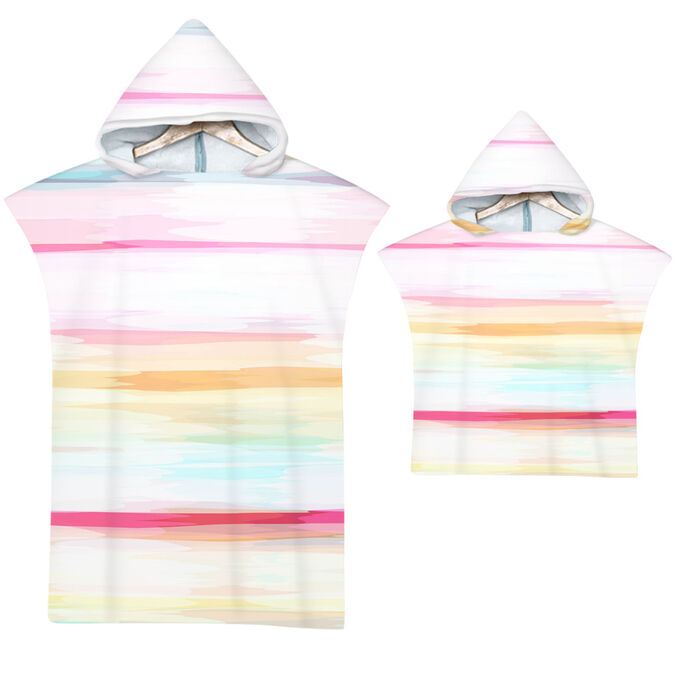 Пляжное полотенце-пончо для детей, принт &quot;Цветные полосы&quot; (1 шт)