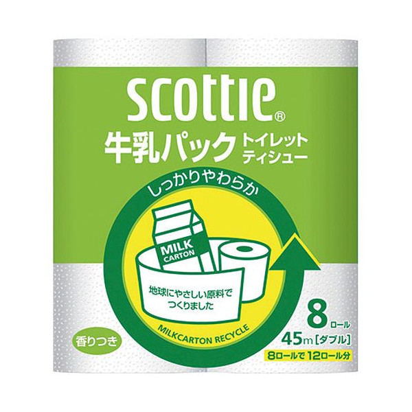 Туалетная бумага из переработанной целлюлозы Crecia &quot;Scottie&quot; с легким ароматом, двухслойная 8 рул (45м)