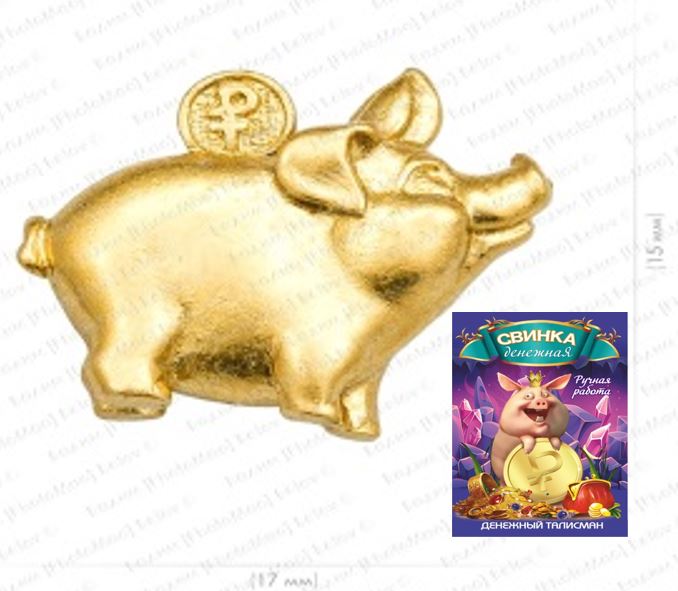 Кошельковая свинка с монеткой, цвет золото (в упаковке)