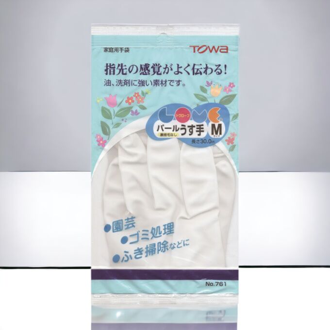 Towa Виниловые перчатки без покрытия внутри, средней толщины (M/белый)