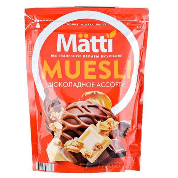 БЫСТРОВ Мюсли MATTI шоколадное ассорти 250 г