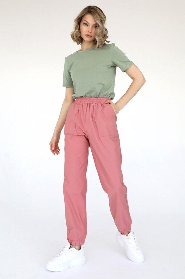 looklikecat Брюки из хлопка с резинкой, цвет розовый
