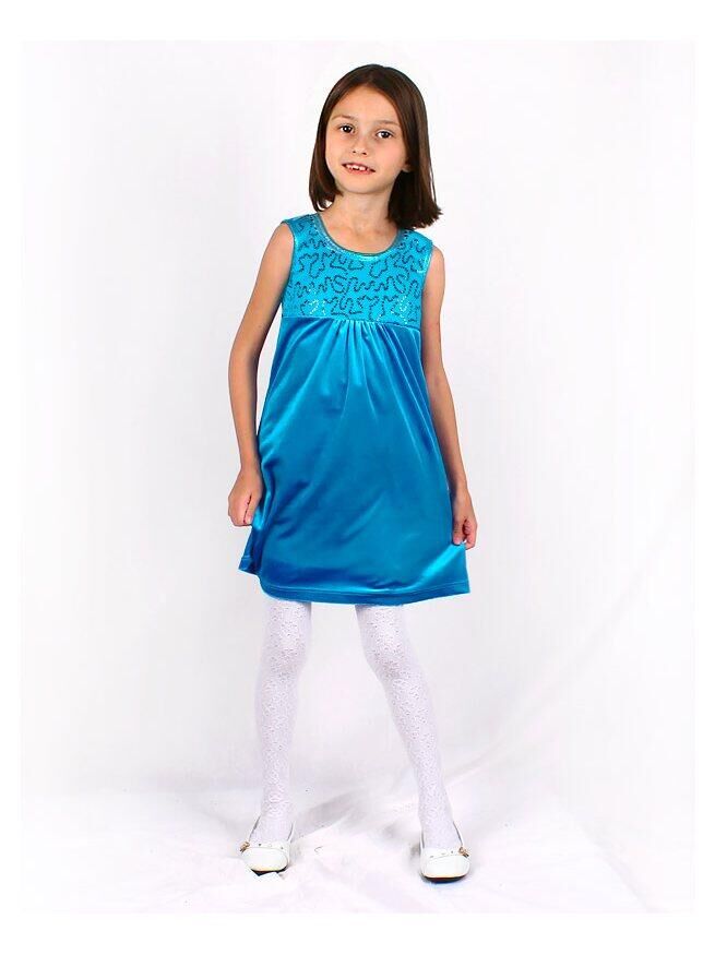 Радуга дети Бирюзовое платье для девочки Цвет: бирюзовый