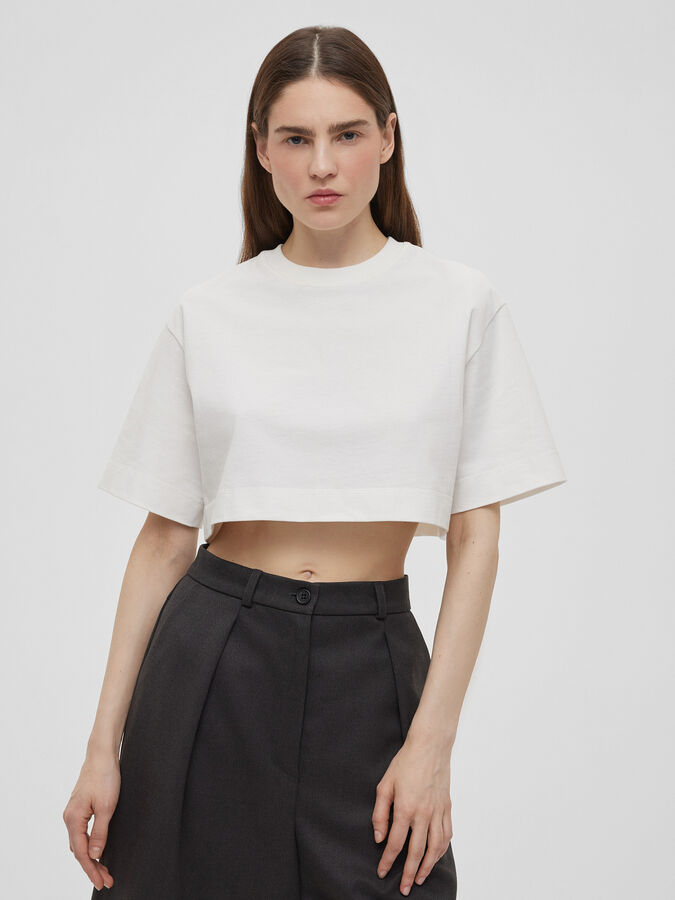 Aim Clothing Кроп-футболка из плотного хлопка, молочный