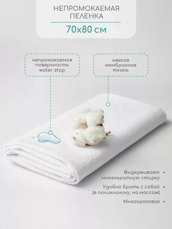 Наматрасник (непромокаемая пеленка) AMAROBABY WATER STOP 70x80