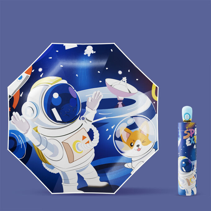 Зонт детский автоматический синий с космонавтом