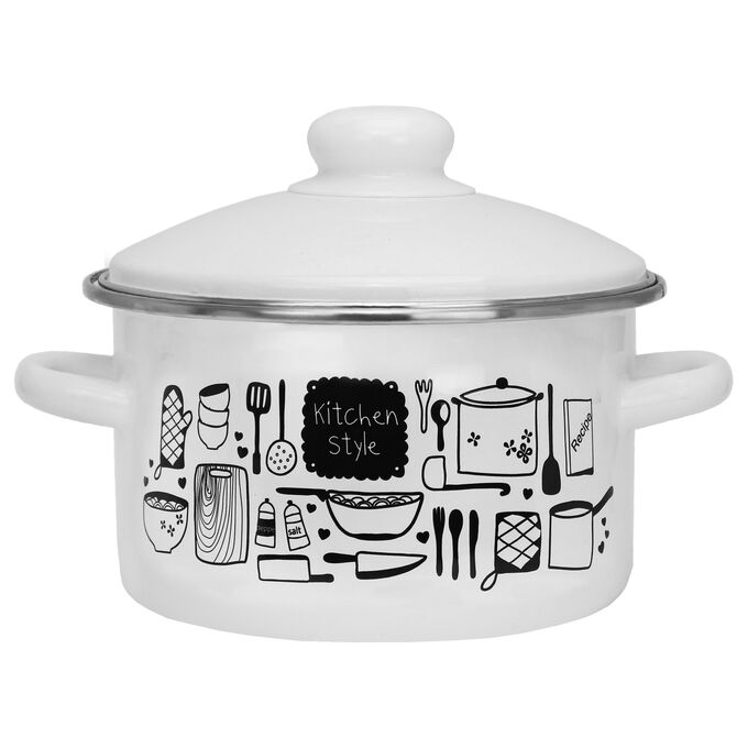 Эмаль Кастрюля 2,0л цилиндрическая Kitchen