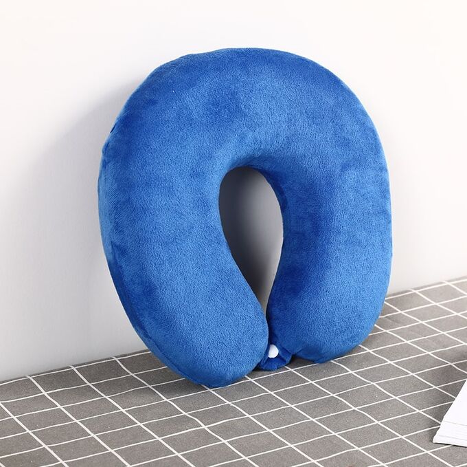 Подушка для шеи дорожная c эффектом памяти 28*28*6 см(голубой)