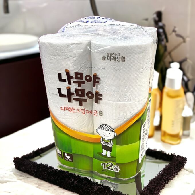 Туалетная бумага 3х-слойная, 12 рулонов MIRAE Deluxe, 25м, Корея