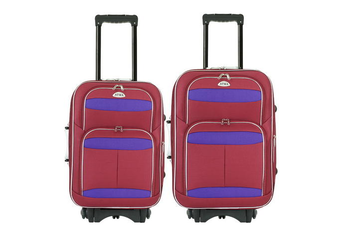 Комплект чемоданов 2в1 Atma Classic 2 - Red &amp; Lilac (M+S)