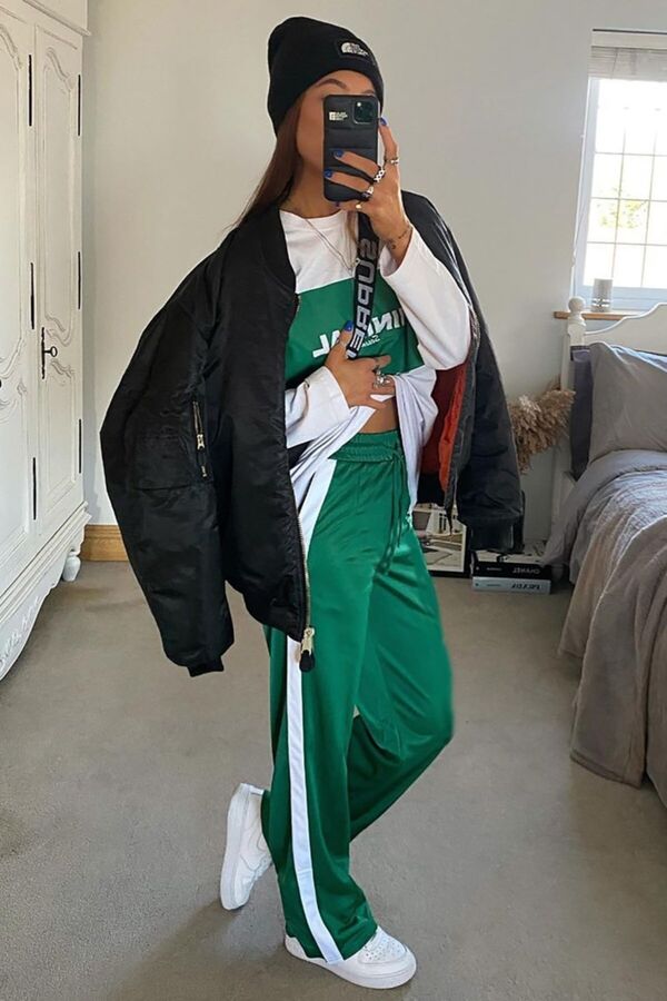 Madmext Зеленый свободный спортивный костюм Mad Girls Mg1294 MG1294
