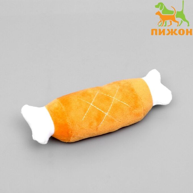 Пижон Игрушка для собак &quot;Мягкая косточка&quot; с пищалкой, 19 см, коричневая