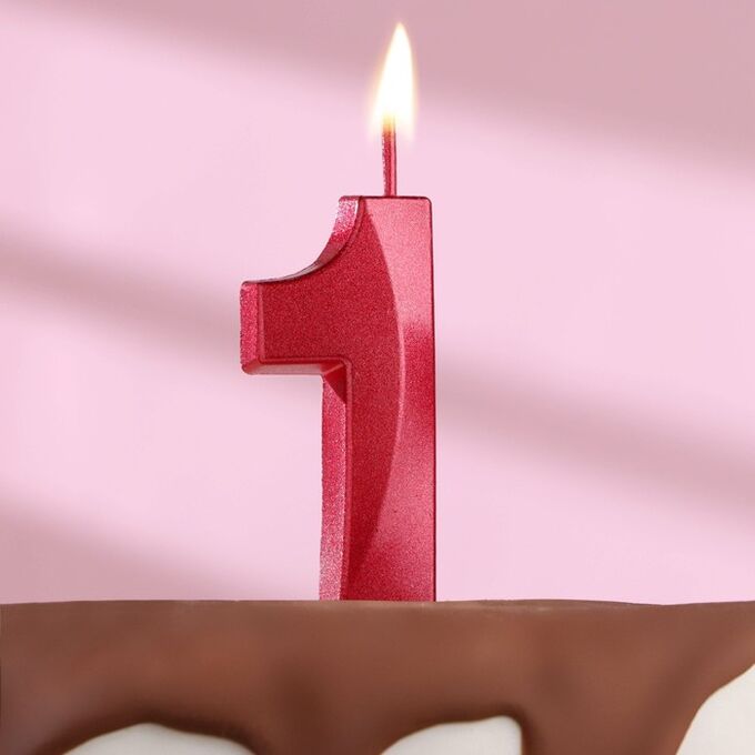 Страна карнавалия Свеча в торт на шпажке «‎Грань», цифра &quot;1&quot;, 5 см, красная