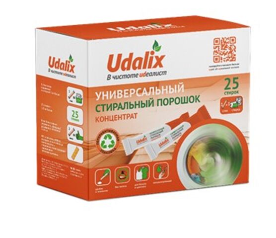 Udalix Универсальный стиральный порошок для цветных и белых вещей, гипоаллергенный, экологичный 25 стиков