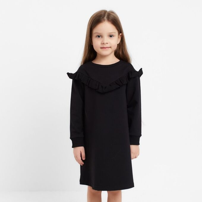 Платье с рюшей KAFTAN &quot;Basic line&quot; р.30 (98-104), черный