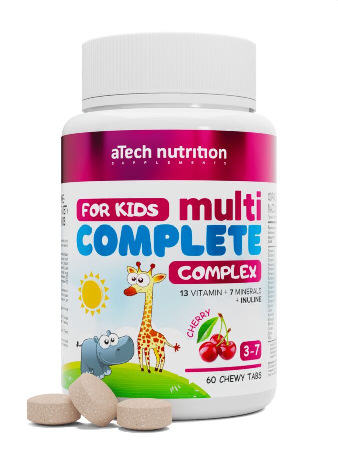 aTECH nutrition Витаминно-Минеральный Комплекс для детей 3-7 лет, жевательные таблетки со вкусом вишни
