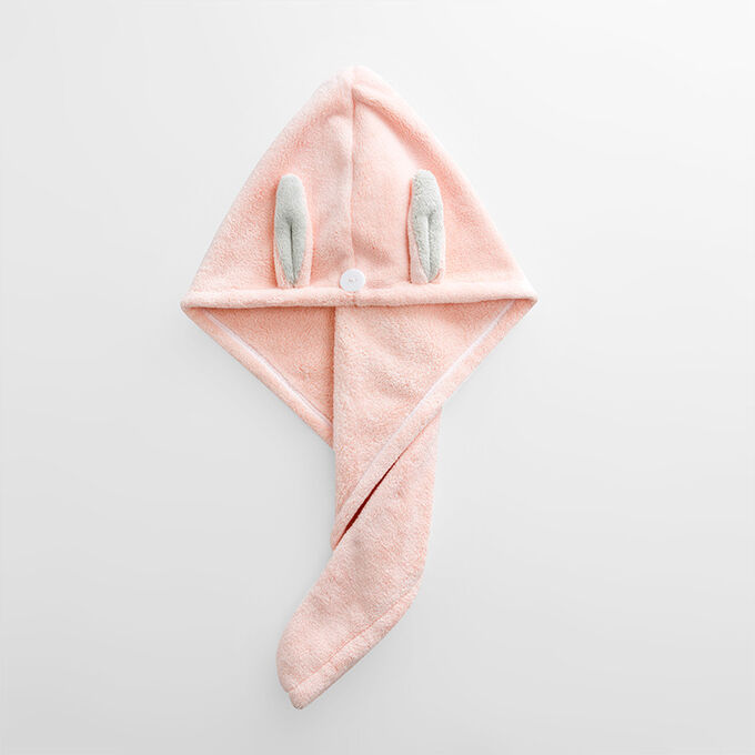 Чалма полотенце для сушки волос, 65 х 25см Розовый