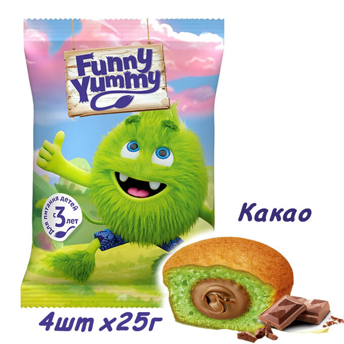 Funny Yummy ФРУТОНЯНЯ Бисквит Фанни Ямми какао 100г