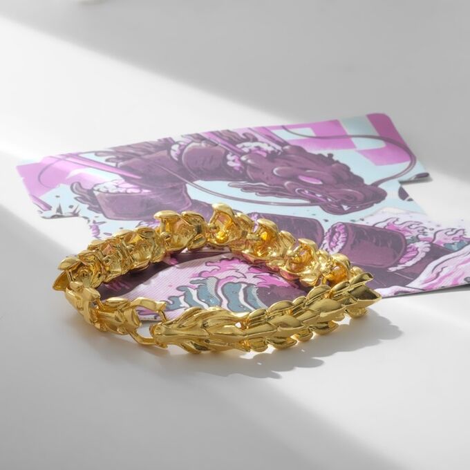 Queen fair Браслет металл «Япония» отдыхающий дракон, цвет золото, 20 см