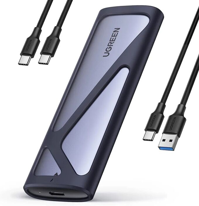 Внешний бокс для жесткого диска M.2 NVMe/M.2 SATA SSD (10Gbps) с кабелем Ugreen