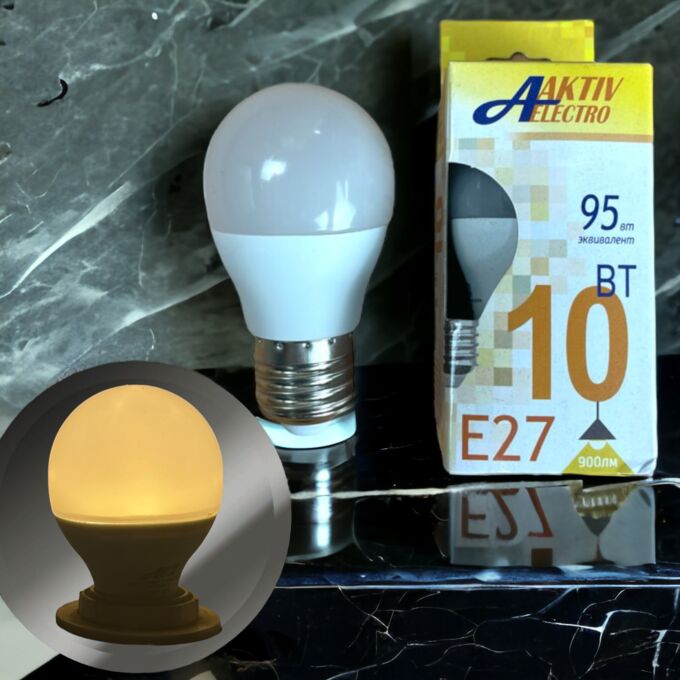 Лампа светодиодная LED-G45-Regular 10Вт 175-265В Е27 3000К 900Лм ШАР