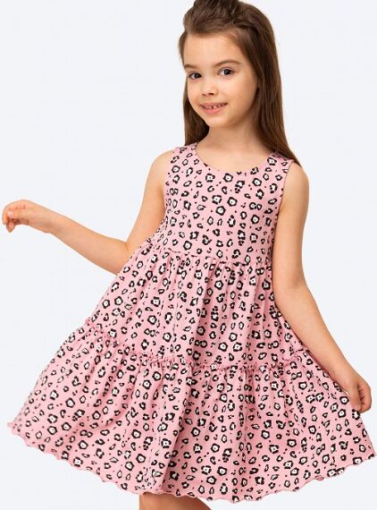 Happy Fox Платье для девочки розовое принт леопард