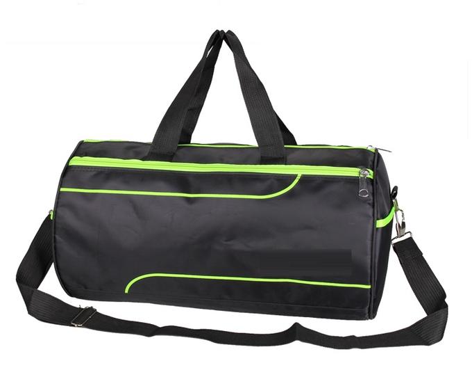 Черная спортивная сумка с цветными полосками и молнией