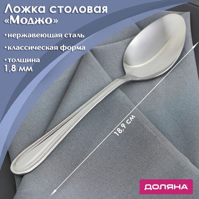 FoodVibes Ложка столовая из нержавеющей стали Доляна «Моджо», длина 18,9 см, толщина 1,8 мм