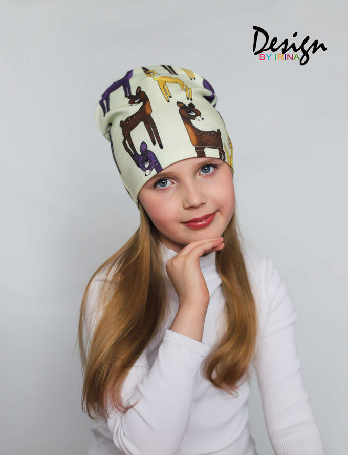Design by Irina Удлинённая однослойная шапка «Оленята»