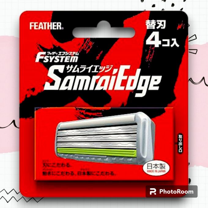 Запасные кассеты с тройным лезвием д/станка Feather F-System &quot;Samurai Edge&quot; 4 шт