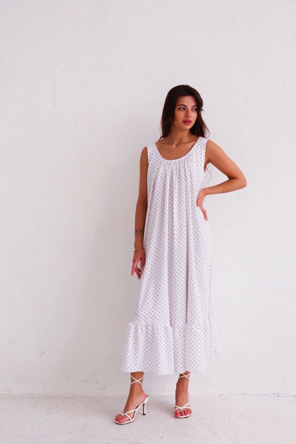 Martichelli Платье Мальдивы для пляжа и фотосъёмки белое в горошек