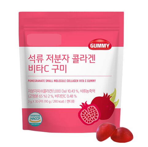 Жевательные конфеты с низкомолекулярным коллагеном, гранатом и витамином С Pomegranate Small Molecular Collagen Vita C Gummy, 30 шт*1 упак