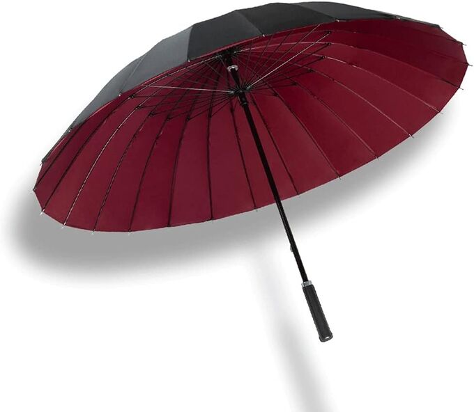 Зонт трость, цвет черный/бордовый