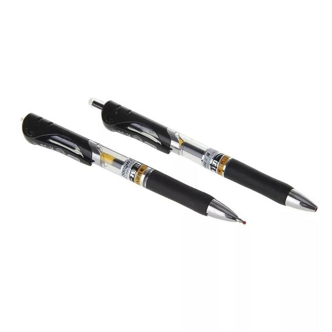 Ручка гелевая автоматическая 0,5 мм черная, прозрачный корпус с резиновым держателем ASQI 714390 XS-77