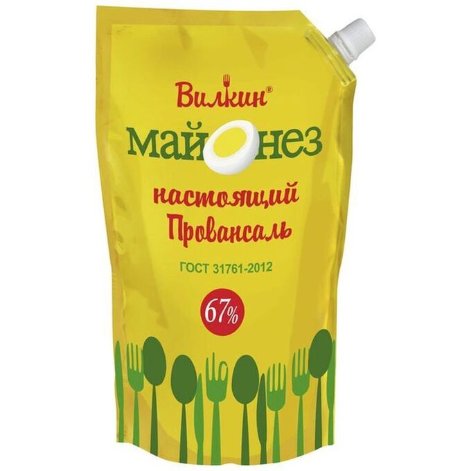 Янта Майонез ВИЛКИН &quot;Настоящий Провансаль&quot; 67% дой-пак с доз.0,2кг