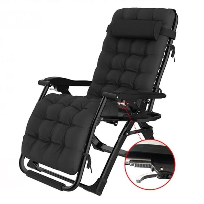 Складное кресло-шезлонг для отдыха Стул пляжный с регулируемой спинкой подушкой