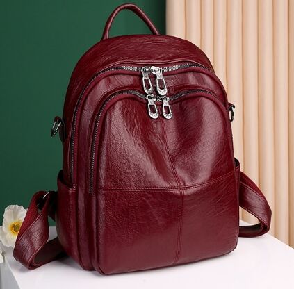 COSMOСOLLECTION_BAGS Рюкзак из натуральной кожи с отделами, бордо