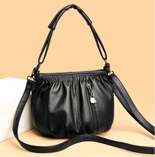 COSMOСOLLECTION_BAGS Сумка-&quot;мешок&quot; на плечо из натуральной кожи, черный