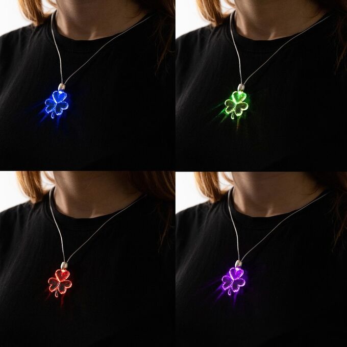 Luazon Lighting Светодиодный кулон «Клевер» 60 см, батарейки, свечение мульти (RGB)