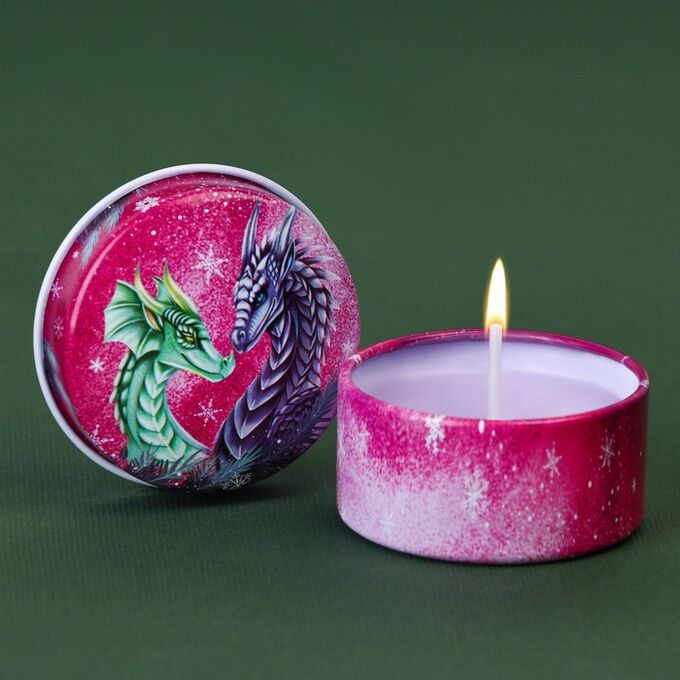 Зимнее волшебство Новогодняя свеча в железной банке «Все сбудется», аромат сирень, диам. 4,8 см