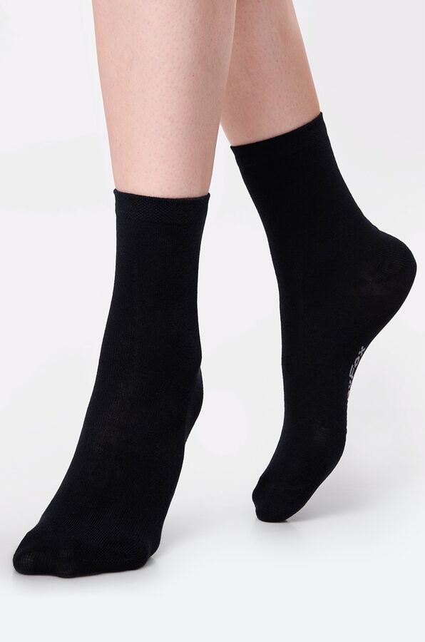 Happy Fox Базовые носки женские однотонные на каждый день, цвет черный
