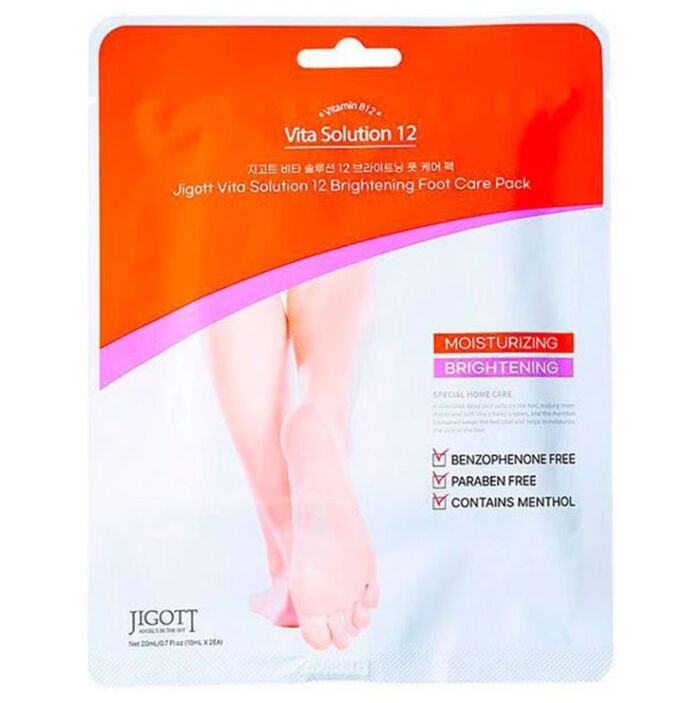 Увлажняющая маска для ног JIGOTT Vita Solution 12 Brightening Foot Care Pack