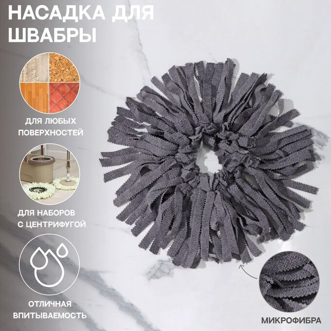 СИМА-ЛЕНД Насадка для швабры с отжимом - центрифугой, кольцо 16 см, цвет серый