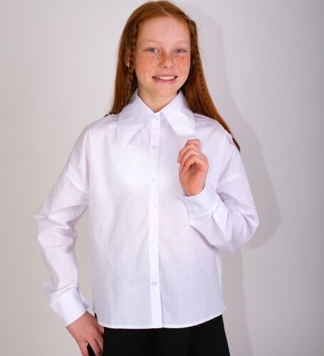 Блузка школьная для девочки длинный рукав цвет Белый (Тимошка)